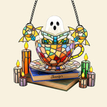 Load image into Gallery viewer, Embrace the Unseen – Ghost Tea Cup Suncatcher Ornament - Personalized Gifts for Book Lovers Ornament PopCulturePrints
