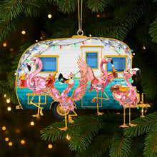 Load image into Gallery viewer, Flamingo Family Adventure - Personalized Camping Ornament for Loved Ones Ornament PopCulturePrints
