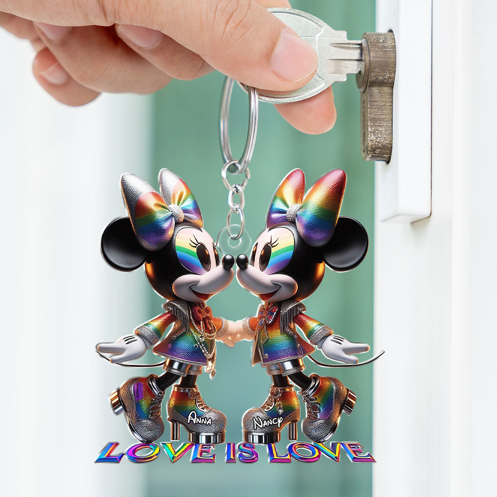 Love is Love - Personalized LGBT Mouse Couple Keychain Keychains PopCulturePrints