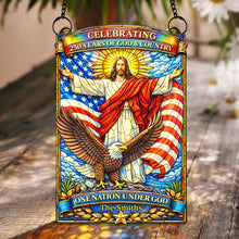 Load image into Gallery viewer, God Blessed America - Celebrating 250 Years of God &amp; Country Suncatcher - Personalized Gift for Friends and Family Ornament PopCulturePrints

