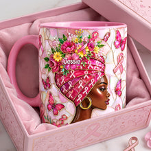 Load image into Gallery viewer, Embrace Strength: Personalized Cancer Fighter Girly Accent Mug - A Thoughtful Gift for Breast Cancer Warriors
