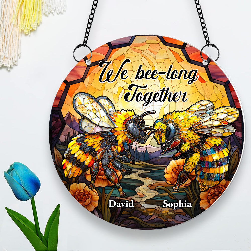 Personalized 'Bee-long Together' Suncatcher Ornament for Couples