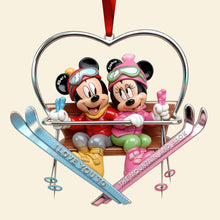 Load image into Gallery viewer, I Love You to the Mountain and Back - Cute Skiing Couple Acrylic Ornament Ornament PopCulturePrints
