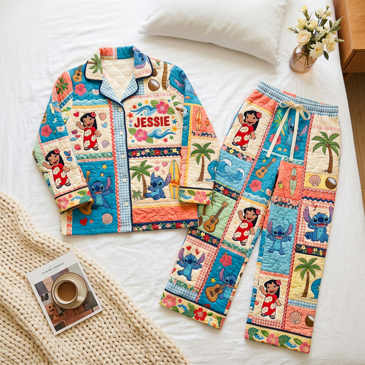 Cute Blue Pup Family Pajama Set - Personalized Gift for All Occasions