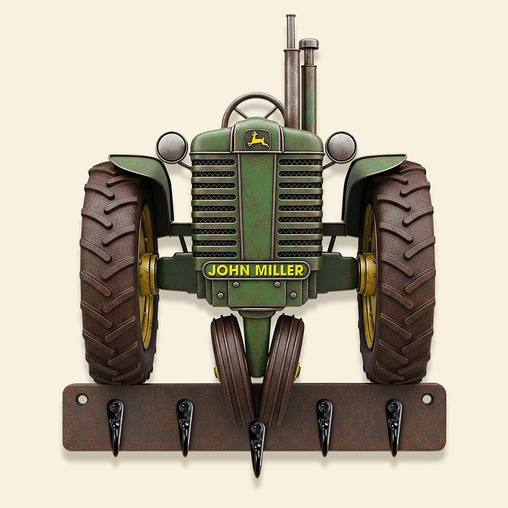 “Keep Your Keys Organized with Style” - Tractor Key Hanger, Personalized Gift for Farmers Wood Sign PopCulturePrints