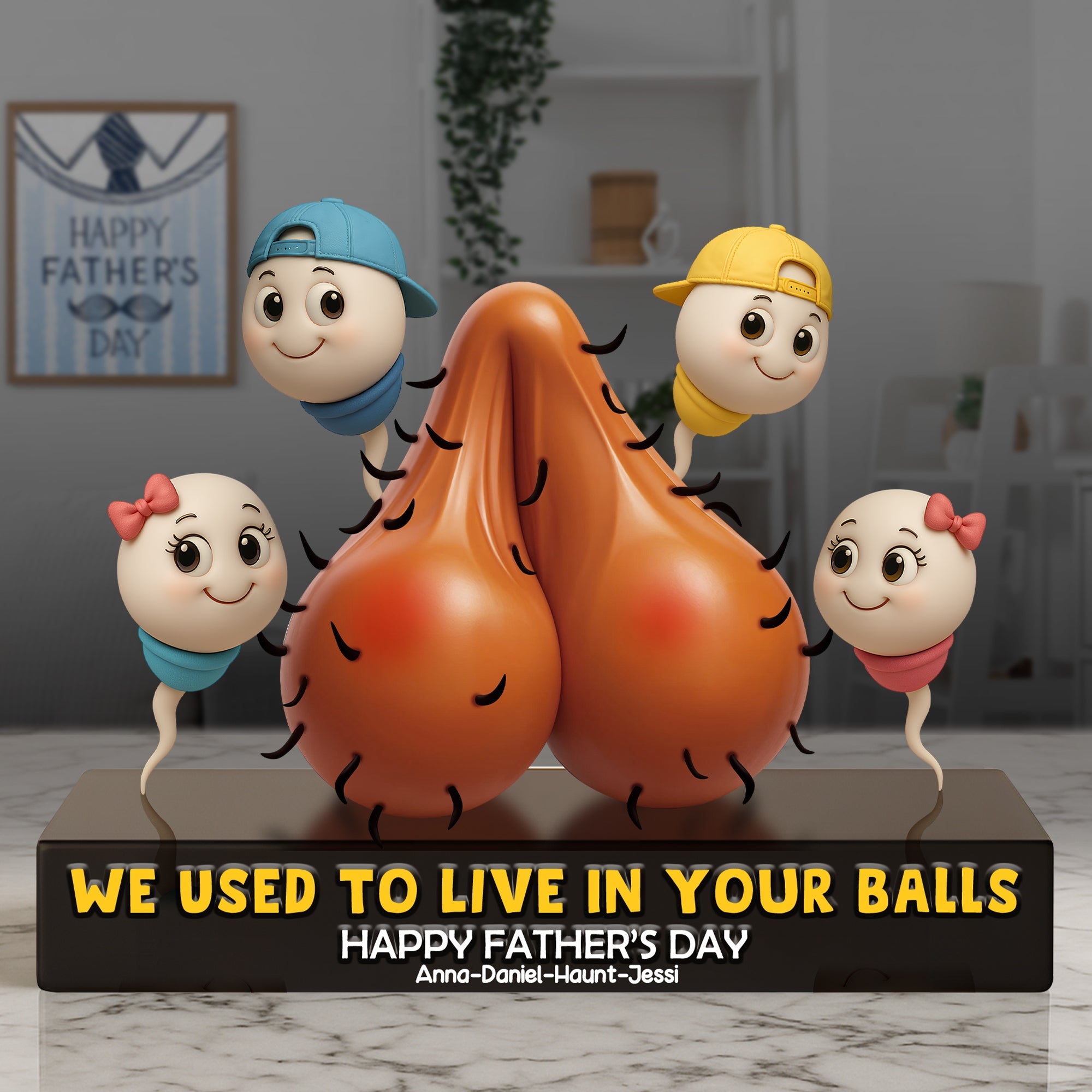 We Used to Live in Your Balls - Funny Dad Acrylic Plaque - Personalized Gift for Dad, Grandpa & More Shaped Plaques PopCulturePrints