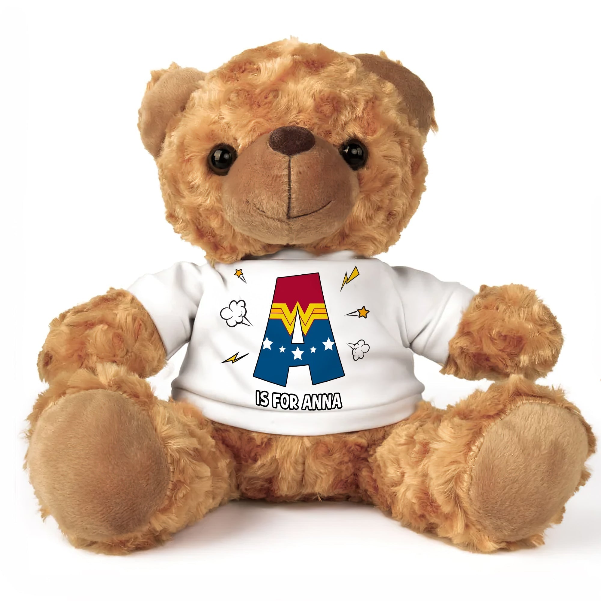 “Be Your Own Hero!” - Personalized Teddy Bear with Custom T-Shirt - Perfect Gift for Kids, Birthdays, Special Occasions Bear PopCulturePrints