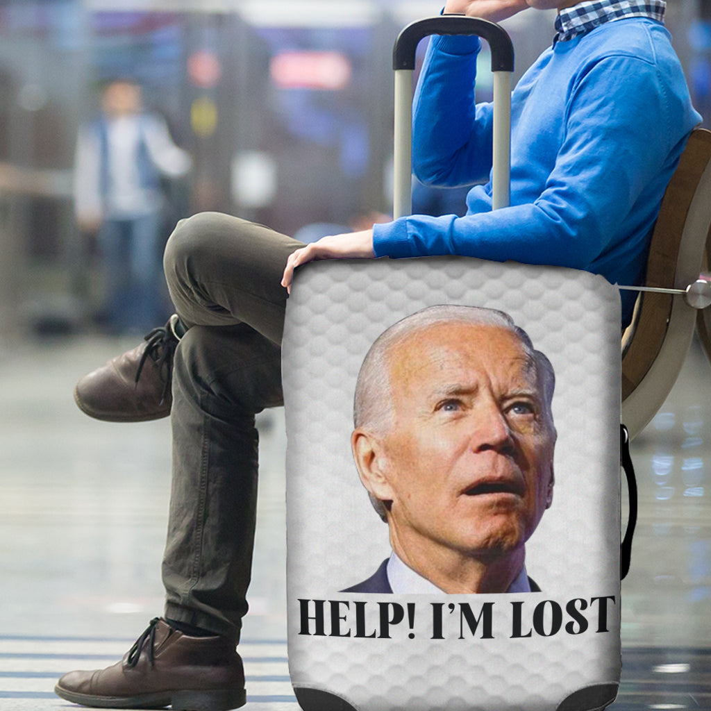 Biden 'Help! I'm Lost' Luggage Cover - Funny Travel Accessory