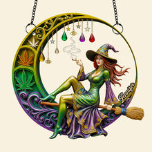 Load image into Gallery viewer, &quot;Embrace Your Magic: Chill Broom Girl Suncatcher Ornament - Personalized Gift for Fantasy Lovers&quot; Ornament PopCulturePrints
