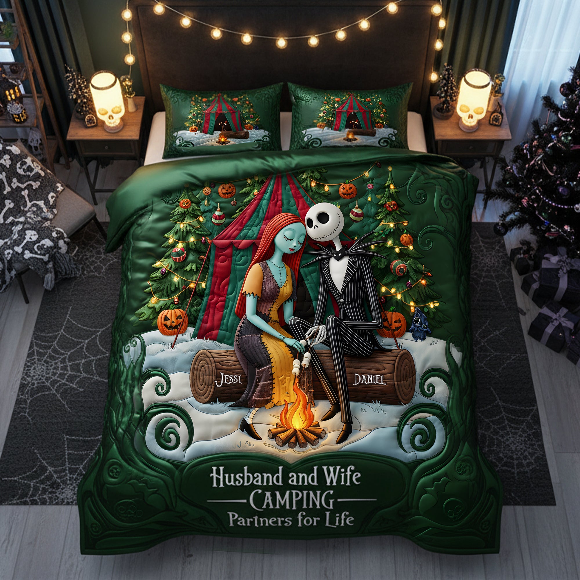 Love Under the Stars - Personalized Camping Couples Quilt Bedding Set Bedding Set PopCulturePrints