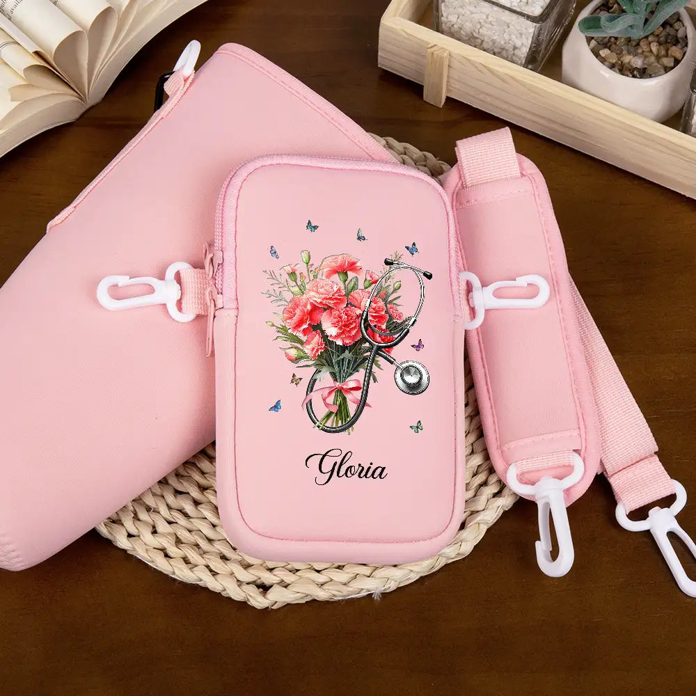 “Personalized Touch for Every Healer” - Birth Flower Stethoscope - Custom Bottle Carrier Bag Bottle Carrier Bag PopCulturePrints