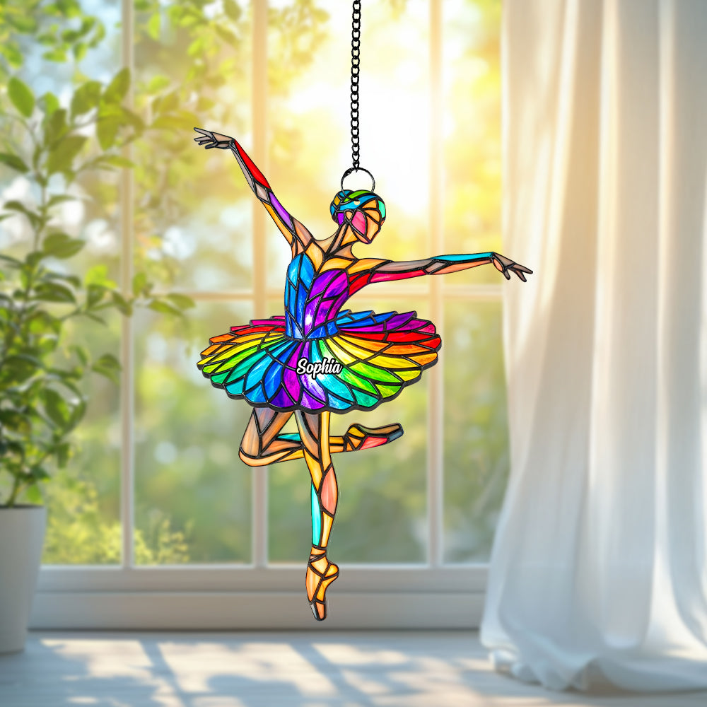 "Dance Through Life - Personalized Ballet Girl Suncatcher - A Unique Gift for Ballet Lovers" Ornament PopCulturePrints