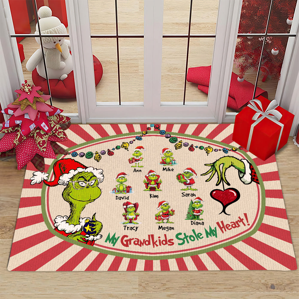 Custom Christmas Doormat for Grandma - Grandkids Stole My Heart Doormat PopCulturePrints