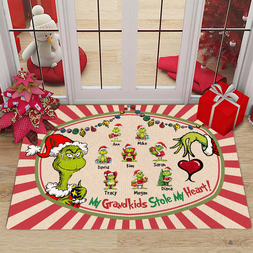 Custom Christmas Doormat for Grandma - Grandkids Stole My Heart Doormat PopCulturePrints