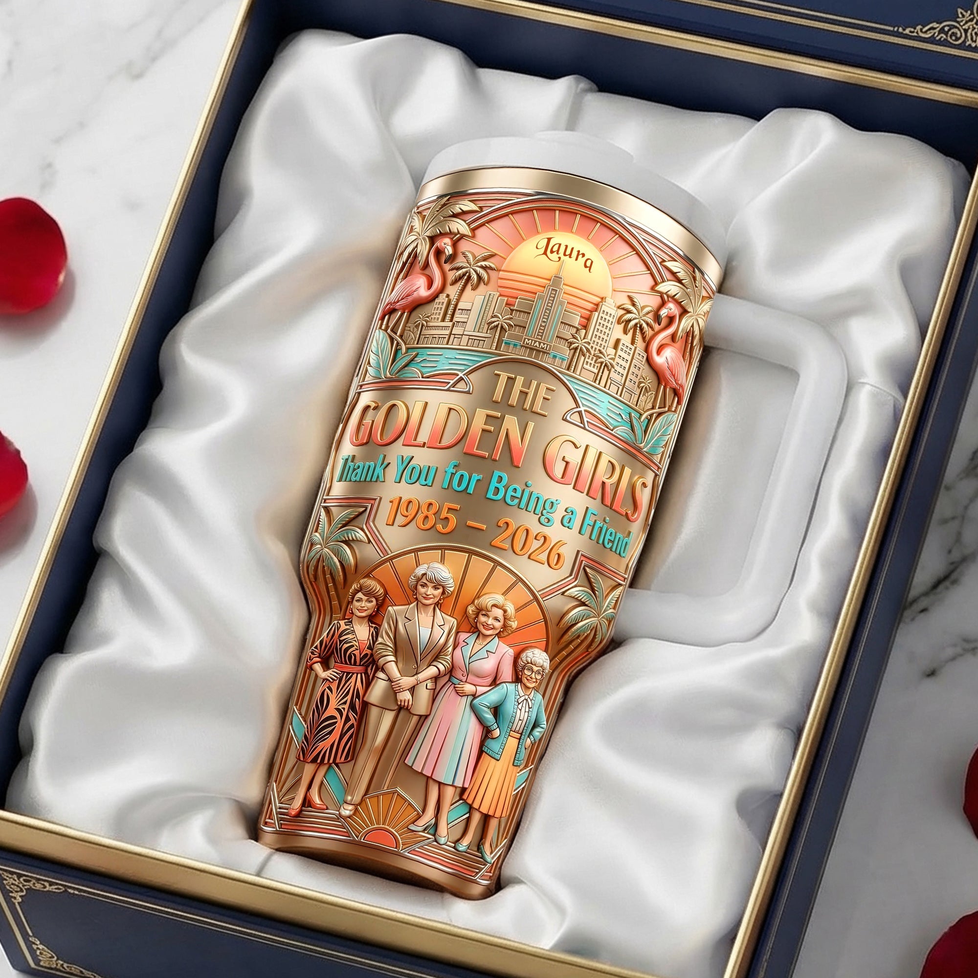 Thank You For Being a Friend - Vintage Friendship 40oz Tumbler - Personalized Gifts for Besties Tumbler Cup PopCulturePrints
