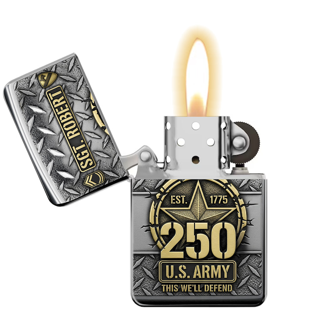 Honor the Brave: Military 250th Anniversary Flame Lighter - Personalized Gift for Veterans Lighter PopCulturePrints