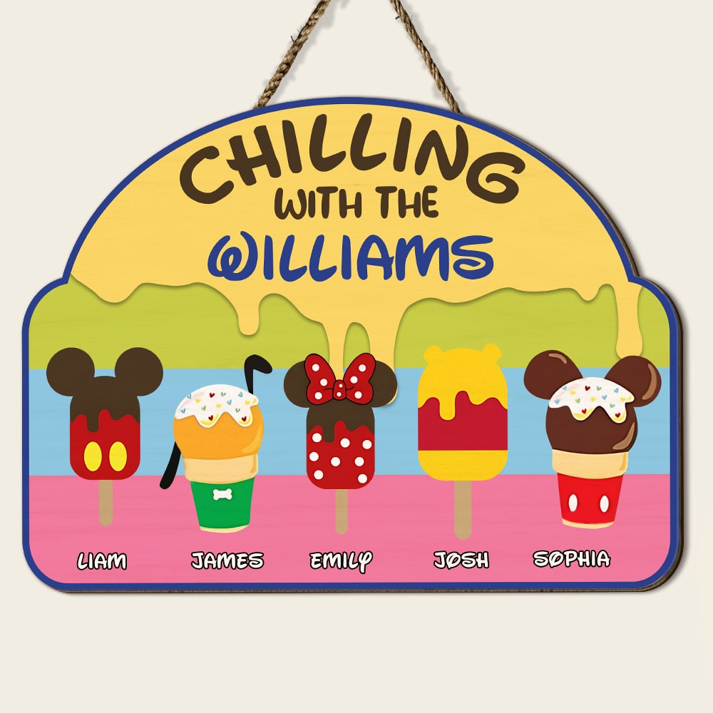 Personalized Ice Cream Family Wood Sign - Custom Name Decor Wood Sign PopCulturePrints