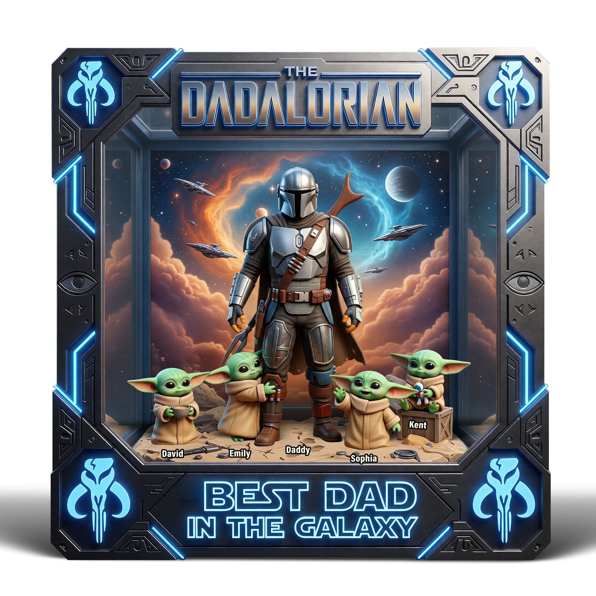 "Best Dad in the Galaxy" - Personalized Acrylic Plaque - Gift for Dad, Grandpa, and More Shaped Plaques PopCulturePrints