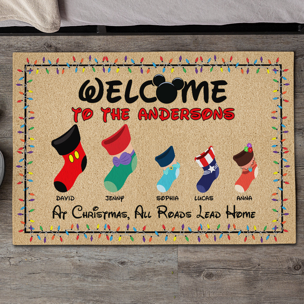 Personalized Family Christmas Stocking Doormat