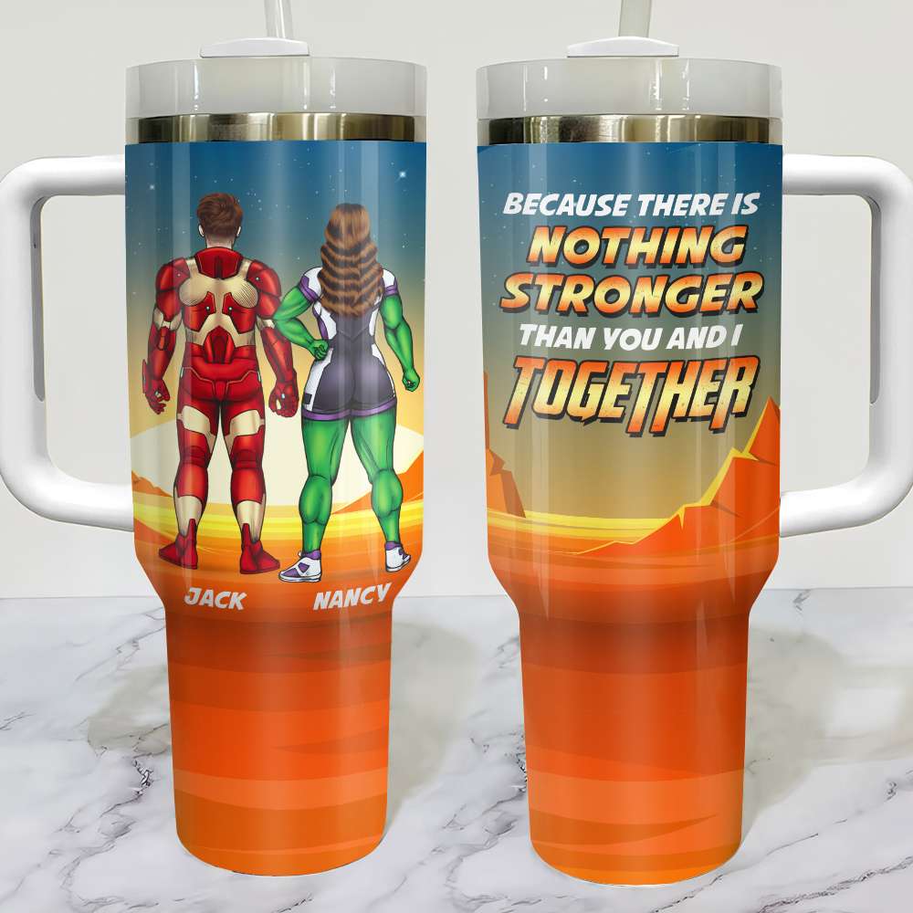 Personalized Superhero Couple Tumbler - You and I Together Tumbler Cup PopCulturePrints