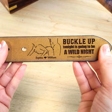 Load image into Gallery viewer, Personalized Leather Belt for Couples - Buckle Up for a Wild Night Belts PopCulturePrints
