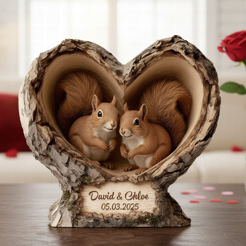 Love in the Wild: Squirrel Couple Acrylic Plaque - Personalized Gift for Couples | Unique Custom Keepsake Shaped Plaques PopCulturePrints