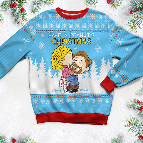 Custom Couple Christmas Sweater - Cute Cartoon Design AOP Products PopCulturePrints