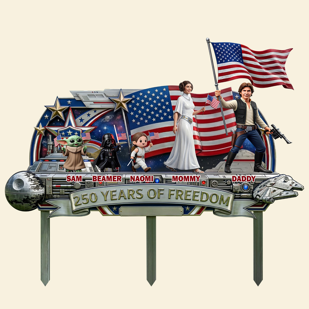 "Celebrate Freedom with Family" - Personalized Family Metal Sign for Special Moments