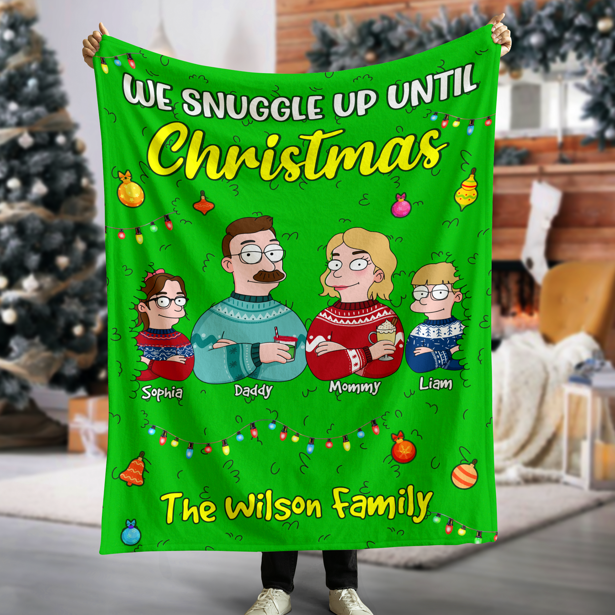 Personalized Family Christmas Snuggle Blanket Blanket PopCulturePrints