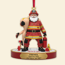Load image into Gallery viewer, Naughty Firefighter Couple Ornament - Personalized Christmas Gift for Couples Ornament PopCulturePrints
