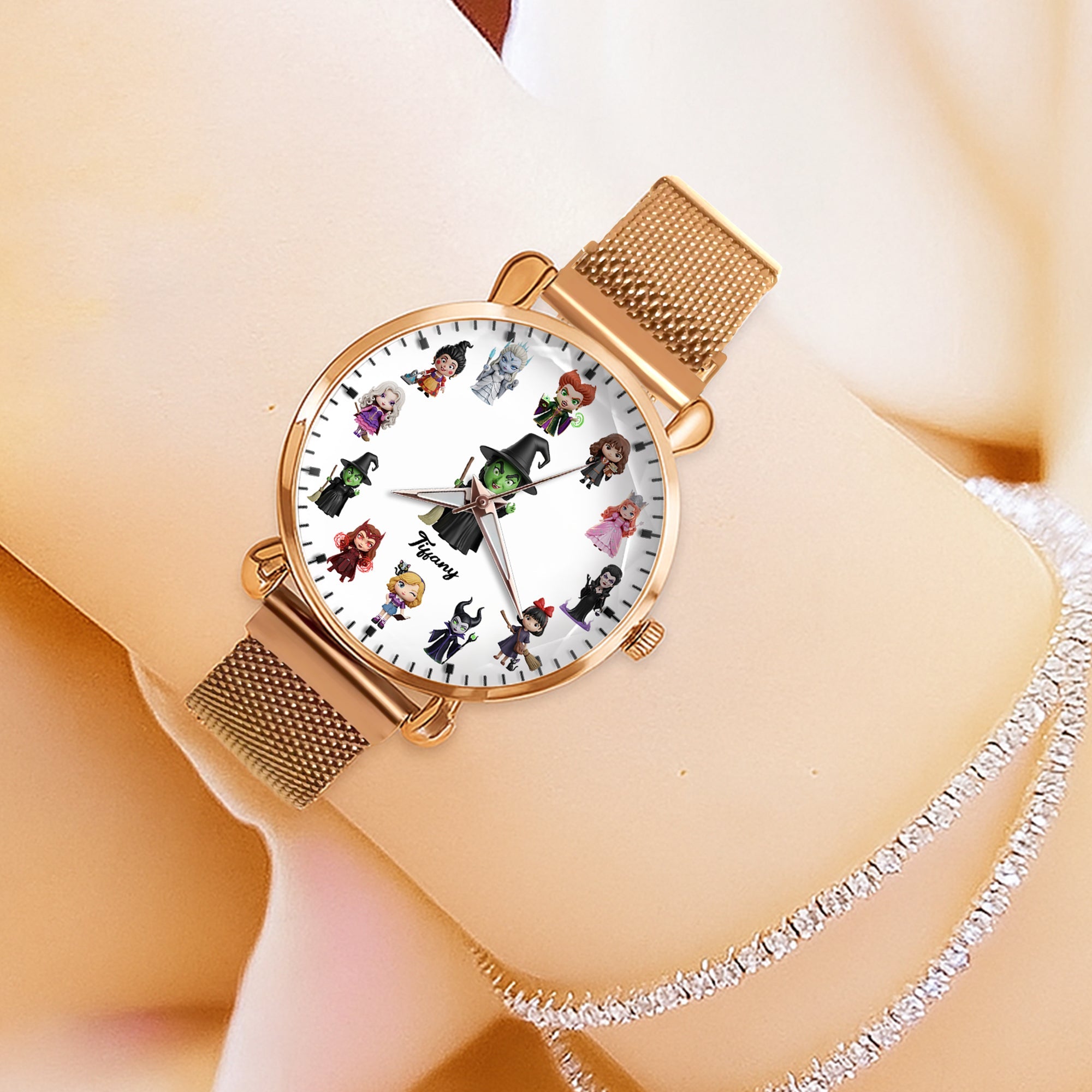 Enchanting Witch Mesh Strap Quartz Watch - Personalized Gifts for Witch Fans Quartz Watch PopCulturePrints