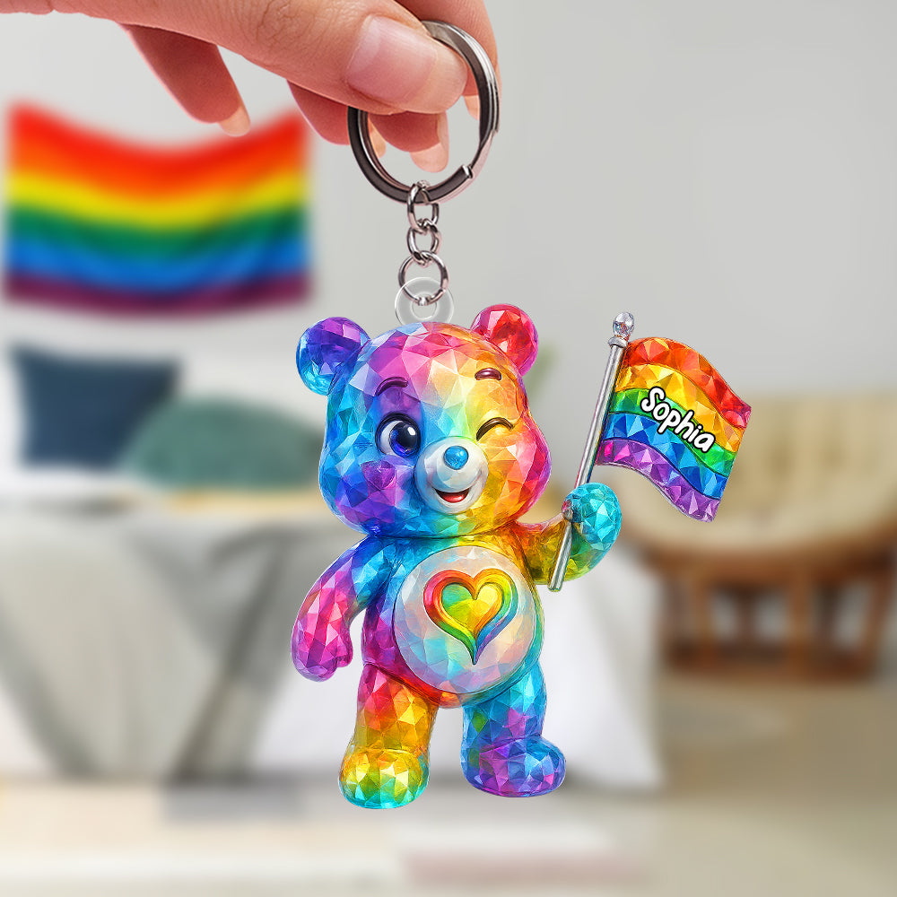 Spread Love with Our Cute Bear LGBT Keychain - Personalized Gift for Everyone! Keychains PopCulturePrints
