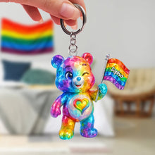 Load image into Gallery viewer, Spread Love with Our Cute Bear LGBT Keychain - Personalized Gift for Everyone! Keychains PopCulturePrints
