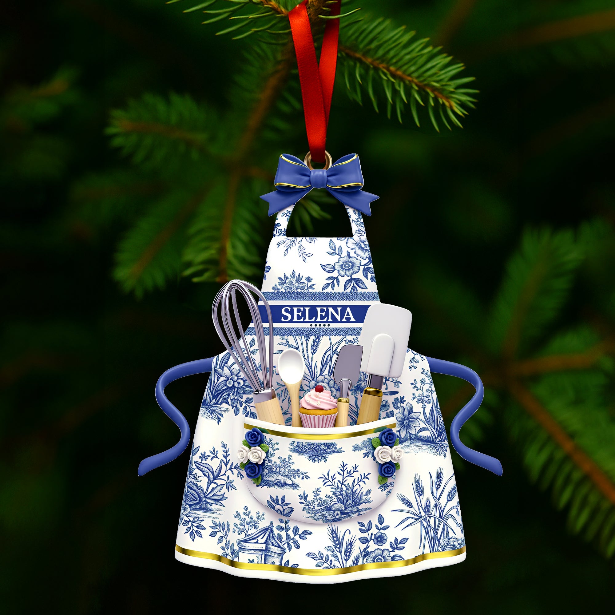 Cooking Up Memories: Personalized Baking Apron Ornament - Ideal Gift for Cooking Lovers Ornament PopCulturePrints