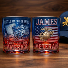 Load image into Gallery viewer, “Until I Am Out Of Ammo, I Will Fight For America” - Personalized Round Glass - Gift for Veterans, Patriots, and Loved Ones
