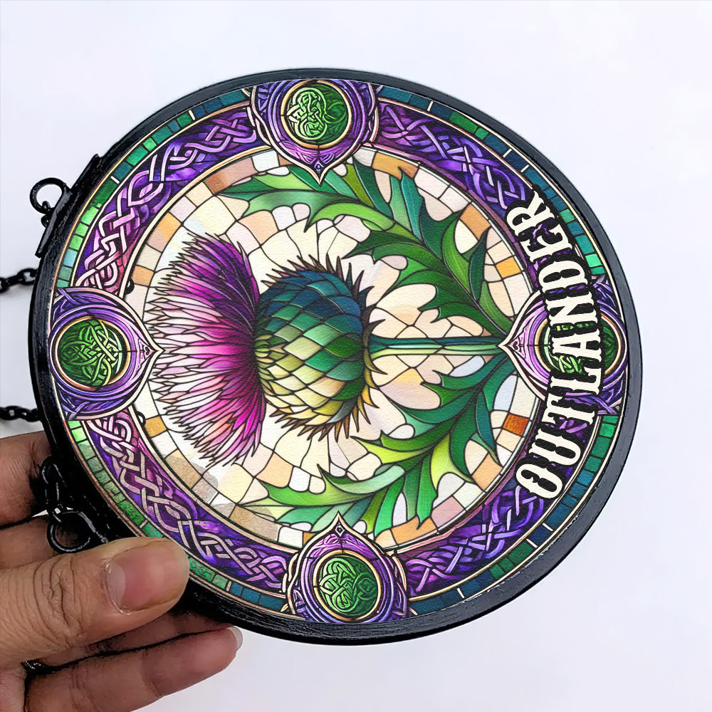 Personalized Outlander Thistle Stained Glass Suncatcher