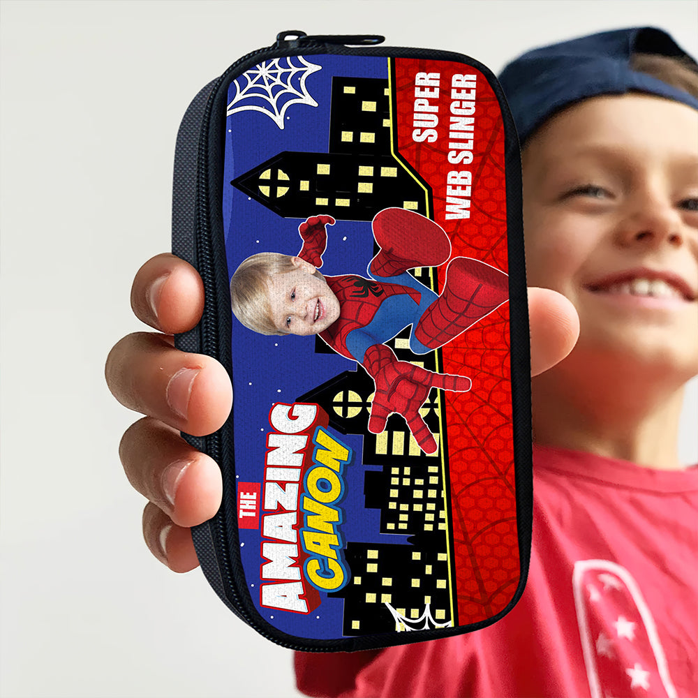 Personalized Superhero Photo Pencil Case - Custom Gift for Kids