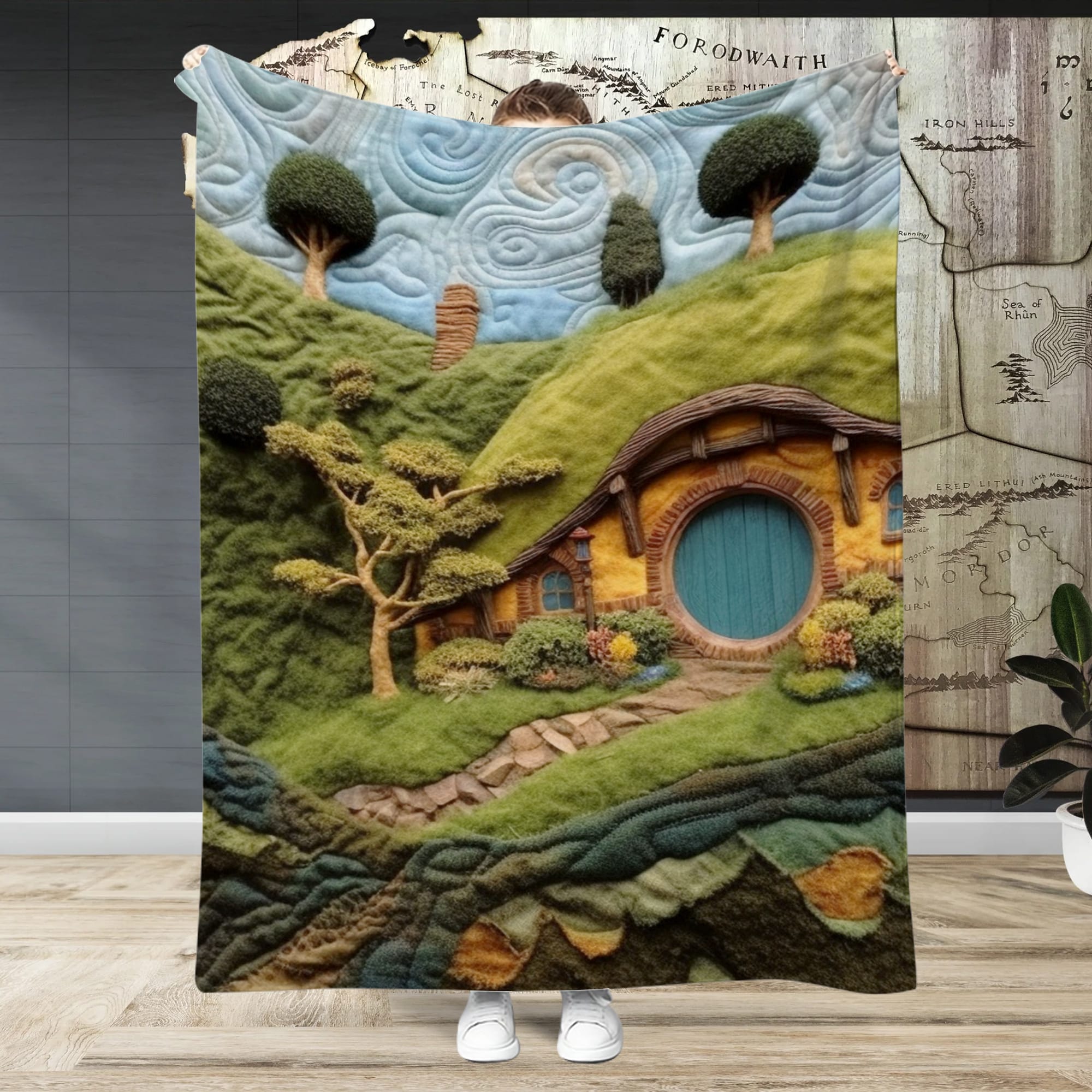 Fantasy Adventure Quilted Blanket - Epic Dragon Battle Design