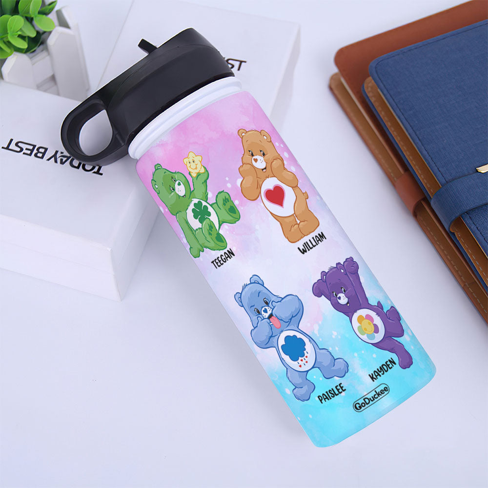 Personalized 'Mom Cares A Lot' Water Bottle with Custom Names Water Bottles PopCulturePrints