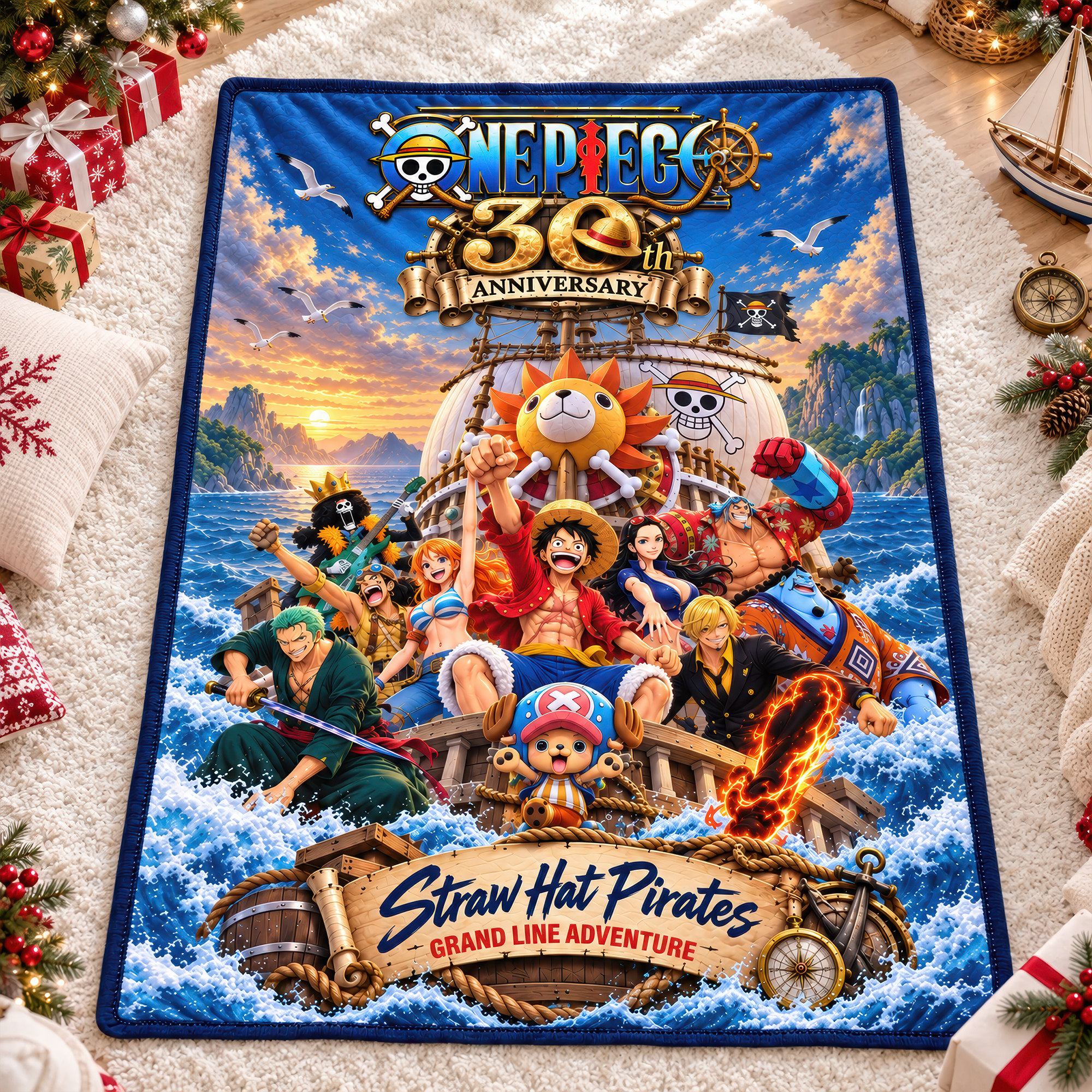 Celebrate 30 Years of Epic Voyages - Personalized One Piece Blanket for Fans Blanket PopCulturePrints