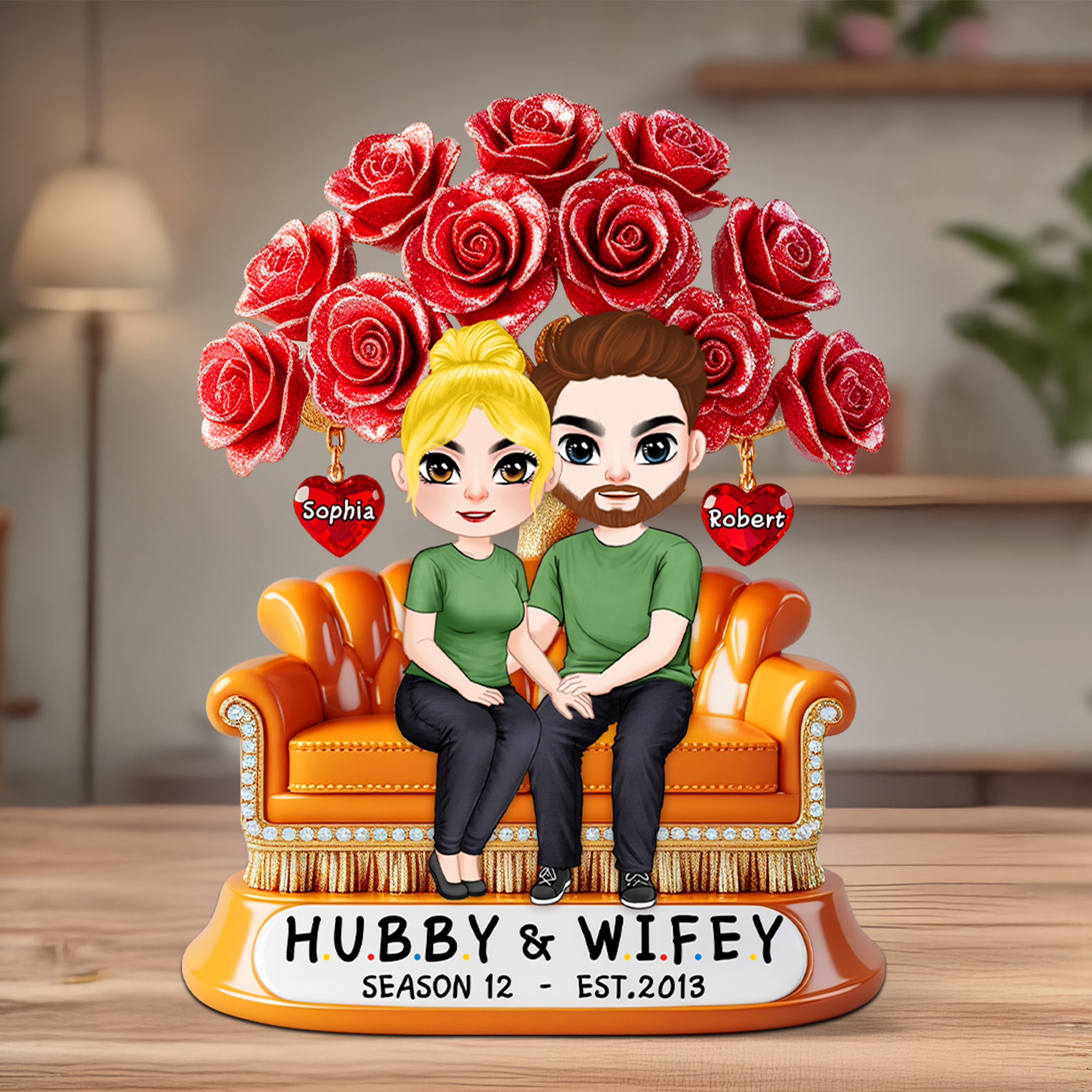 Love Blossoms: Customized Couple Acrylic Plaque – Perfect Personalized Gift for Partners Shaped Plaques PopCulturePrints