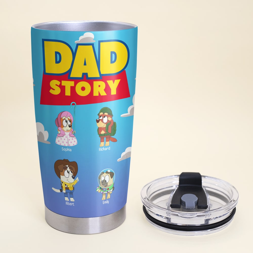 Customized Dad Story Tumbler - Personalized Cartoon Characters Tumbler Cup PopCulturePrints