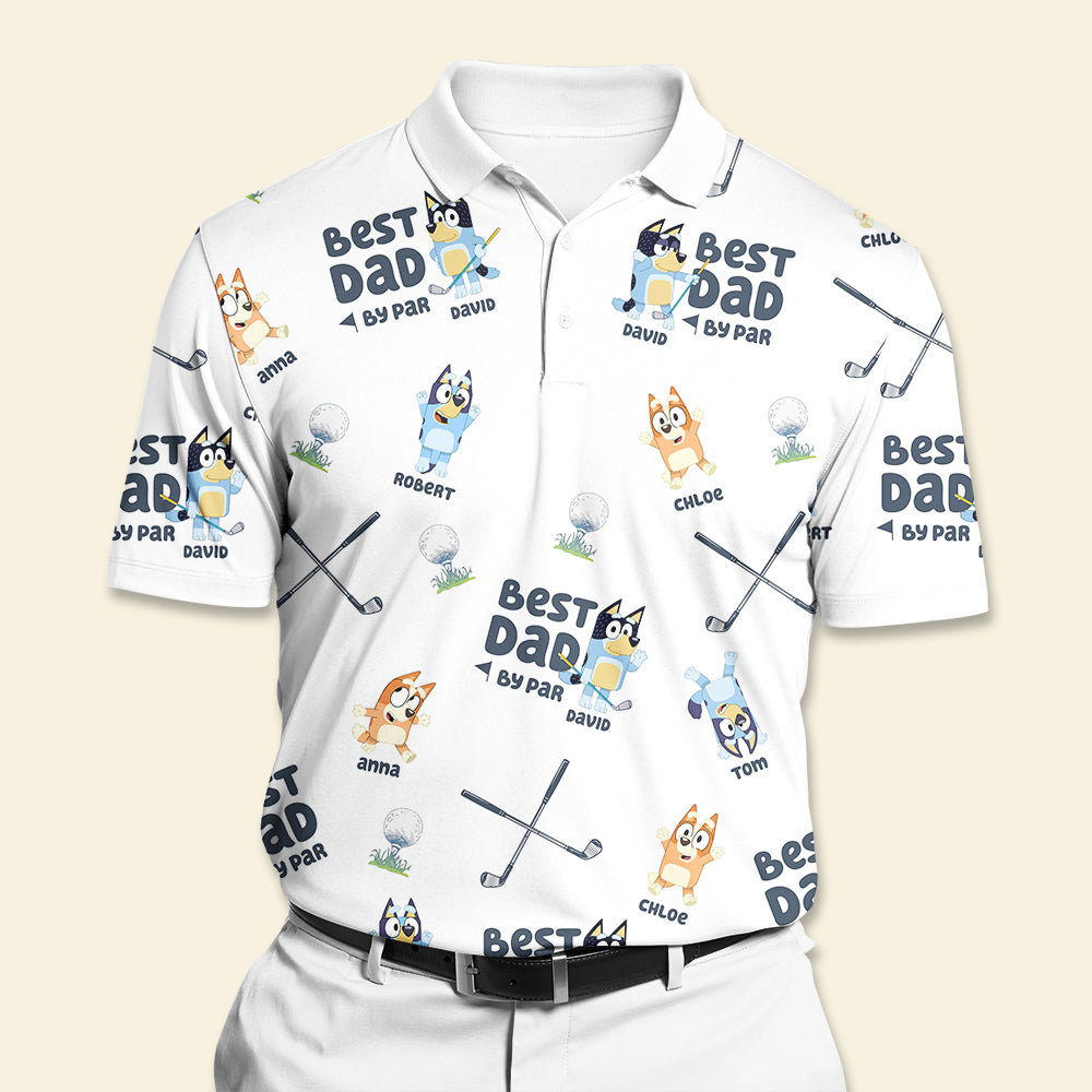 Custom 3D Golf-Themed Polo Shirt for Dad – Best Dad By Par Polo Shirts PopCulturePrints