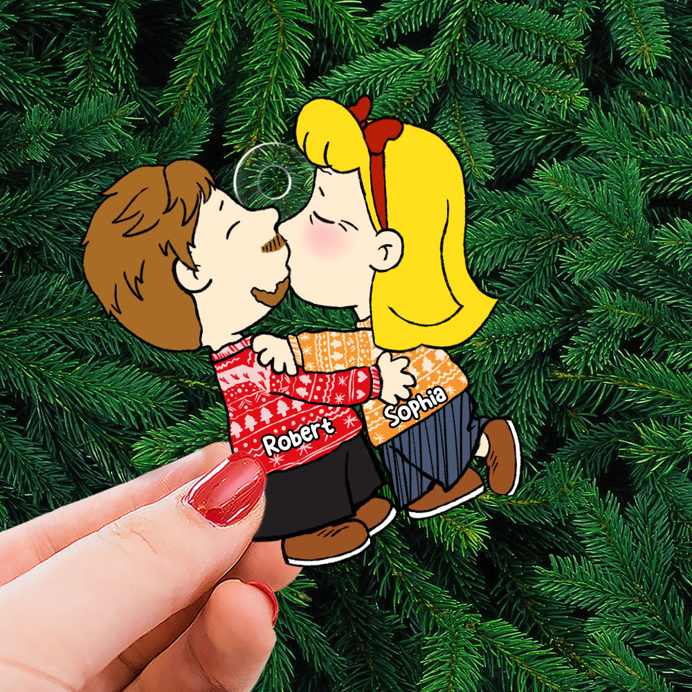 Custom Cartoon Couple Christmas Ornament