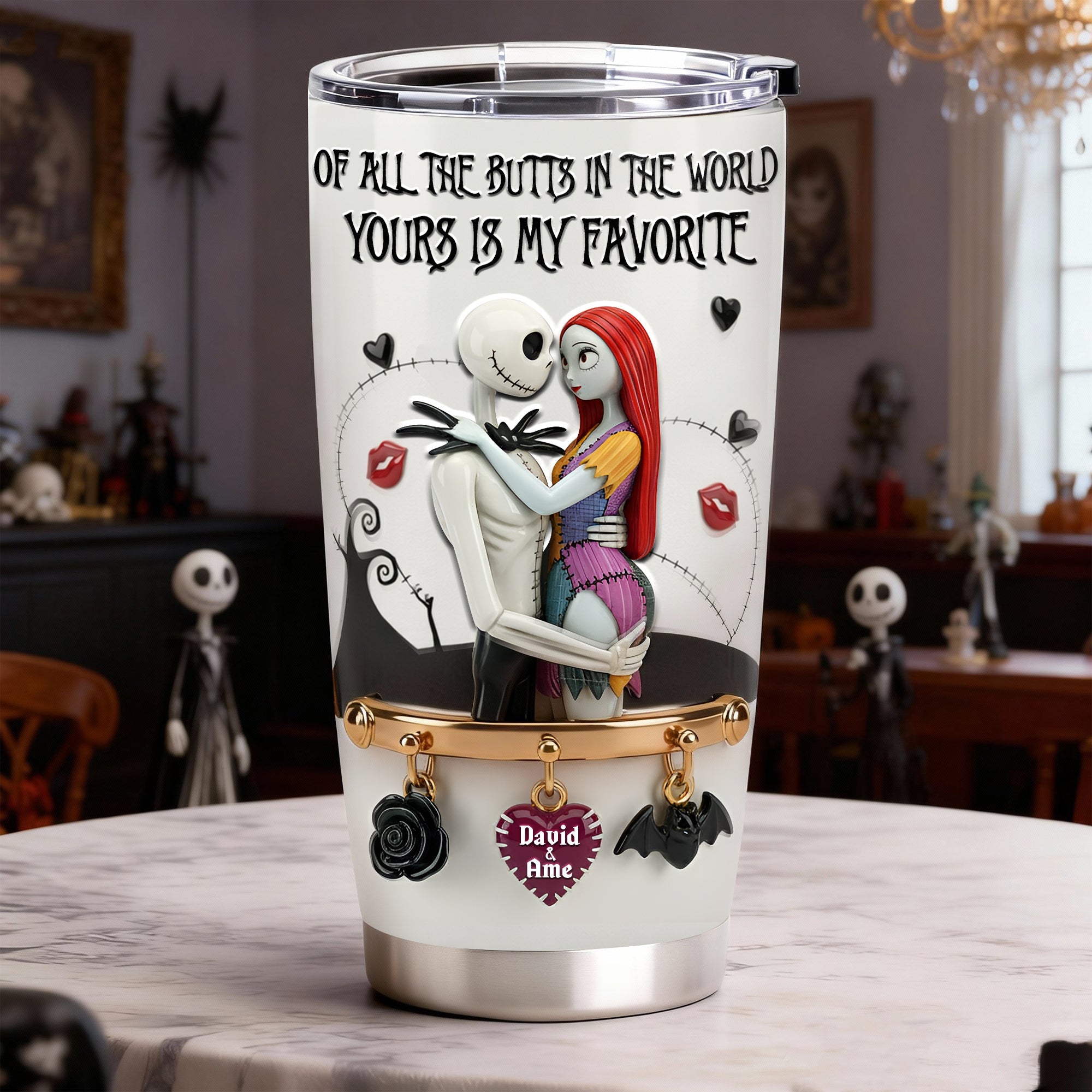 Of All the Butts in the World, Yours is My Favorite - Playful Spooky Couple Tumbler | Personalized Gift for Couples Tumbler Cup PopCulturePrints