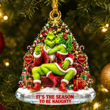 Load image into Gallery viewer, "It’s the Season to Be Naughty" - Personalized Couples Acrylic Ornament - Ideal Gift for Partners, Friends, or Family Ornament PopCulturePrints
