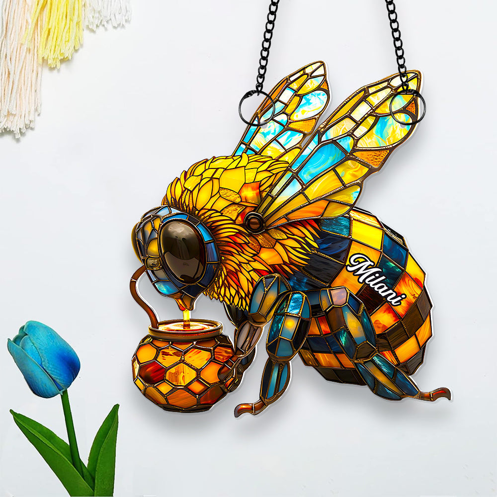 “Buzzing with Joy” – Bee Suncatcher Ornament - Personalized Gifts for Bee Lovers Ornament PopCulturePrints