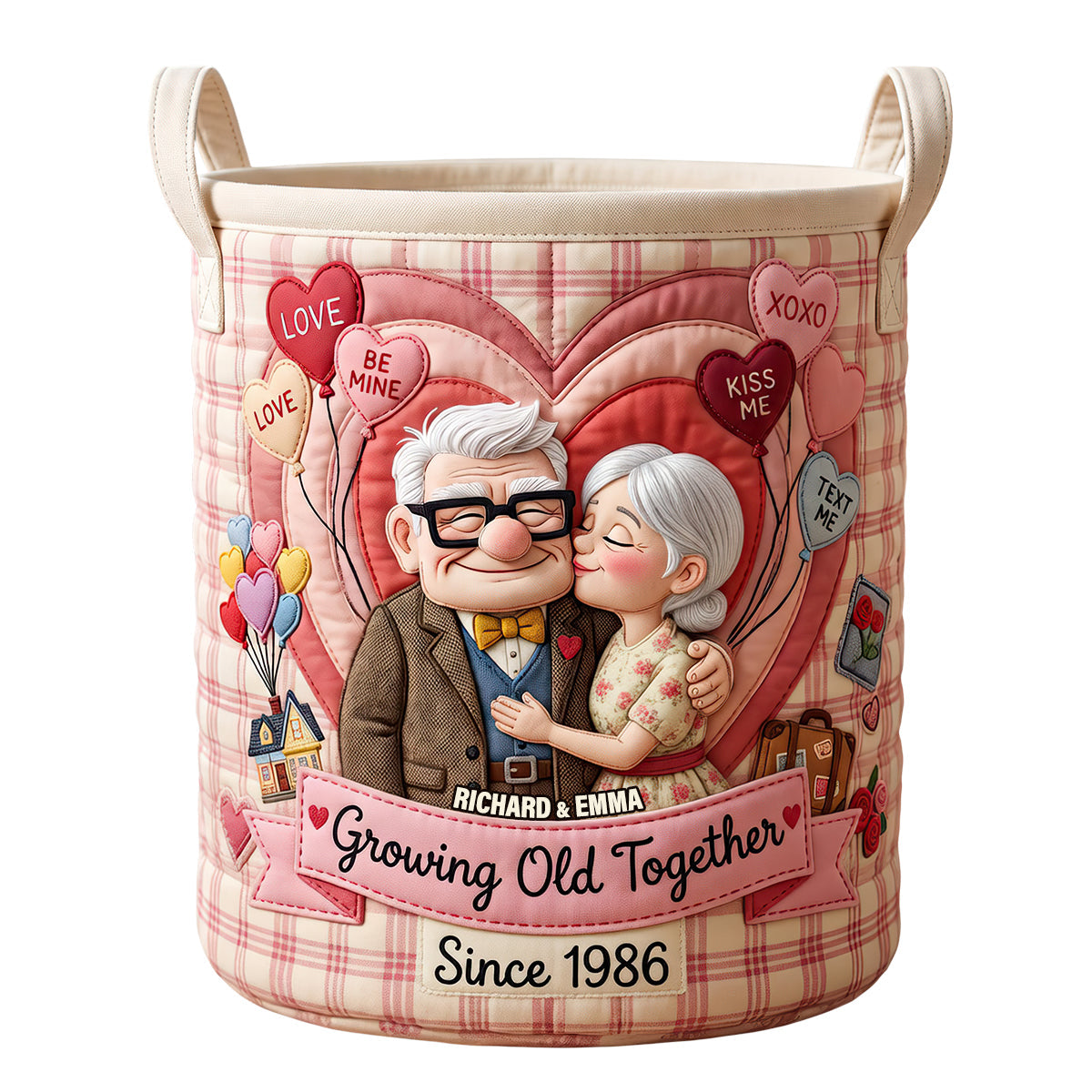 Growing Old Together Quilted Laundry Basket - Personalized Gifts For Couple 02padt270626 Laundry Basket PopCulturePrints