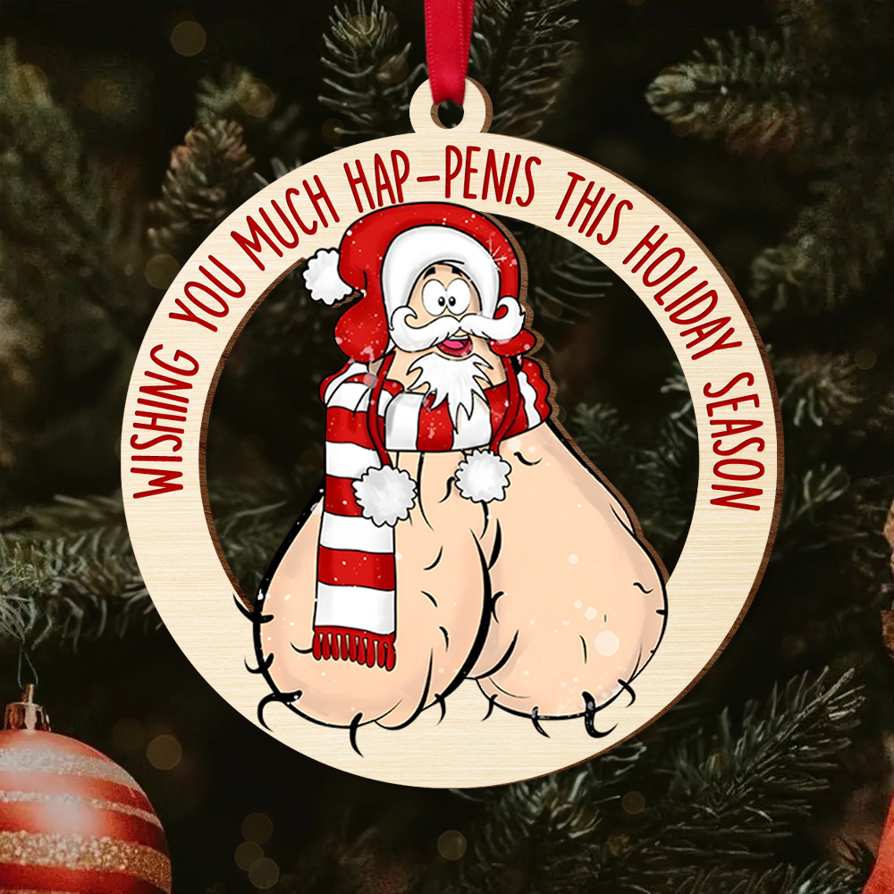 Humorous Santa Christmas Ornament for Couples - Funny Valentine's Day Gifts Ornament PopCulturePrints