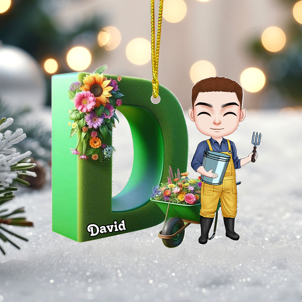Personalized Garden Lover Alphabet Christmas Ornament Ornament PopCulturePrints